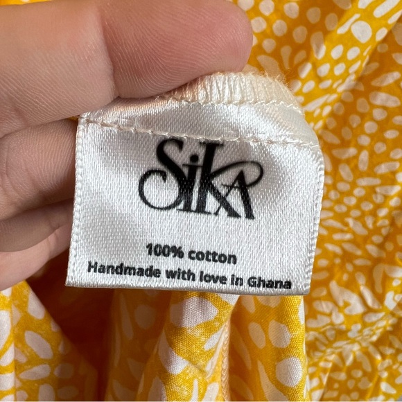 SIKA x Anthropologie Marigold Yellow White Ruffled Sleeve Maxi Dress - Picture 11 of 12